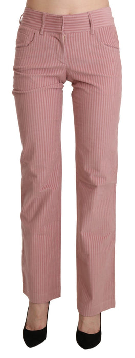 Ermanno Scervino Chic Pink Mid Waist Straight Trousers