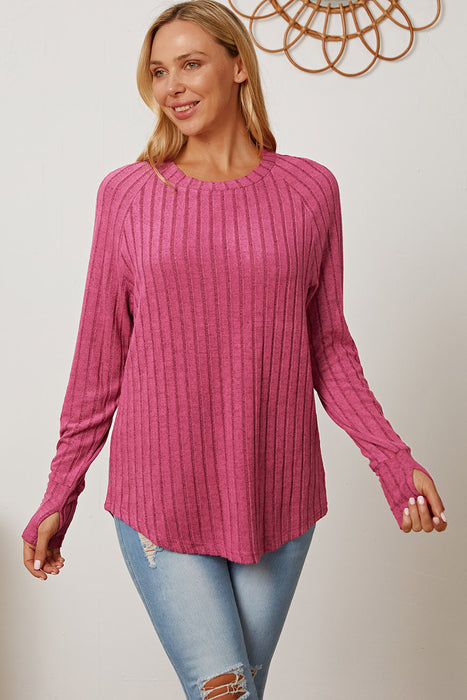 Basic Bae Ribbed Thumbhole Sleeve T-Shirt