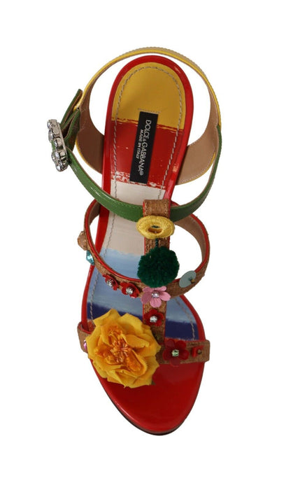 Dolce & Gabbana Multicolor Floral Ankle Strap Heels