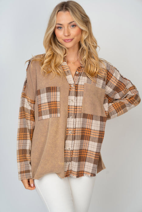 White Birch Contrast Plaid Button Down Shirt