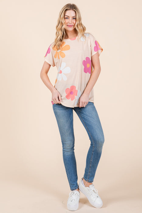 BOMBOM Floral Short Sleeve T-Shirt