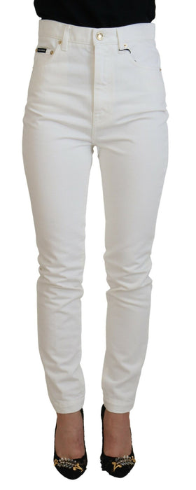 Dolce & Gabbana Svelte High Waist Slim Jeans in Off White