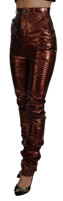 Dolce & Gabbana High Waist Skinny Jeans in Metallic Bronze