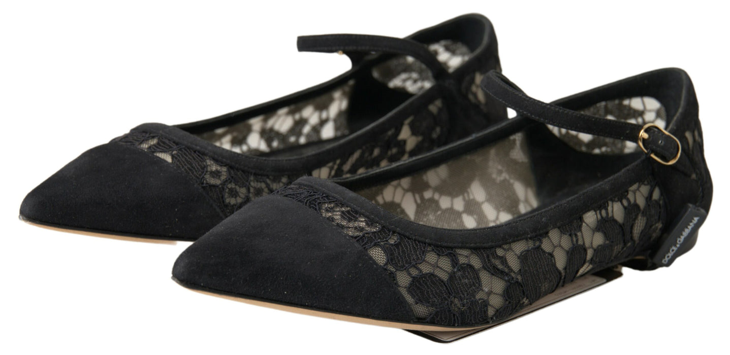 Dolce & Gabbana Elegant Black Lace Flats