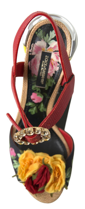 Dolce & Gabbana Elegant Ankle Strap Sandals with Crystal Buckle