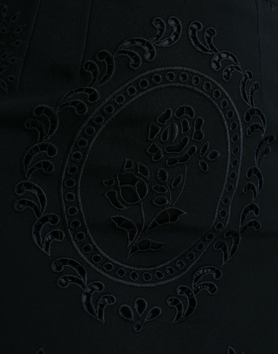 Dolce & Gabbana Black Floral Lace Bodycon Midi Dress