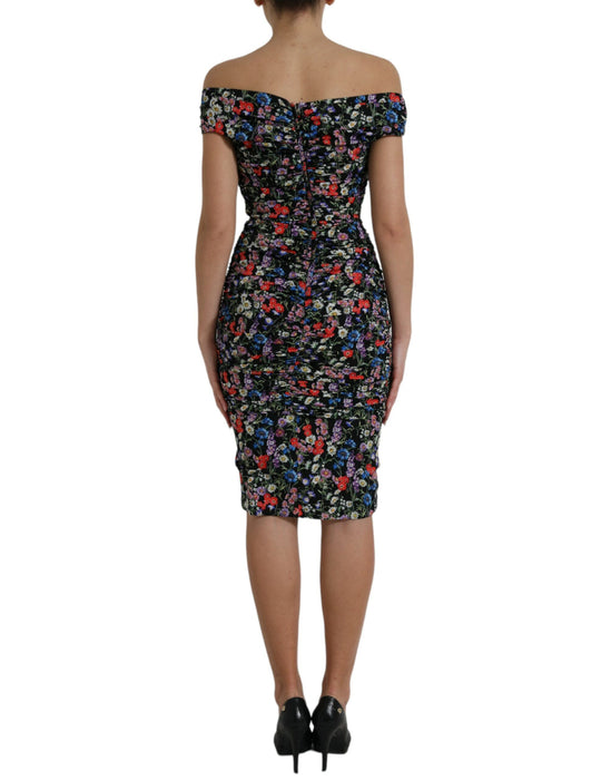 Dolce & Gabbana Elegant Floral Sheath Off Shoulder Dress