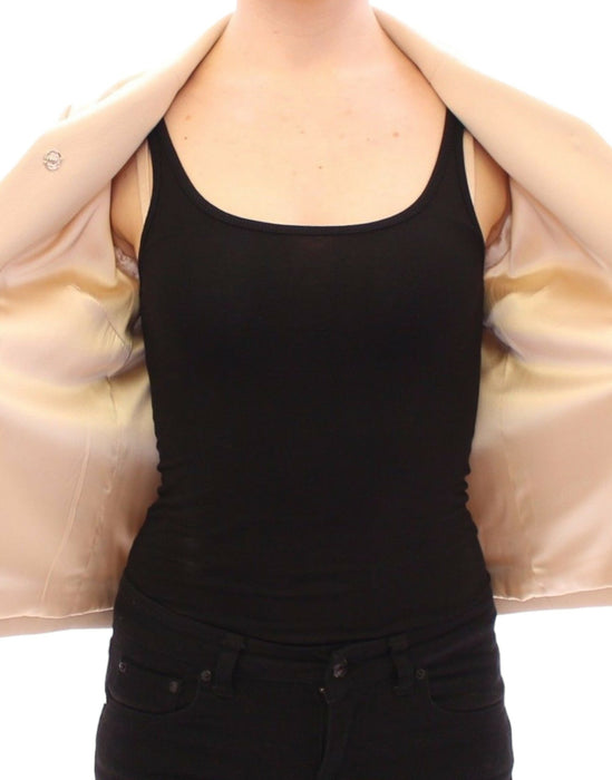 Dolce & Gabbana Elegant Beige Wool-Blend Jacket with Gold Accents