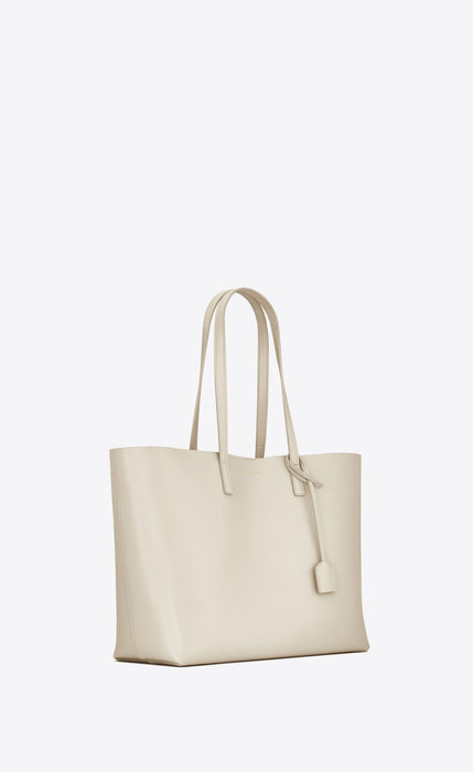 Saint Laurent White Calf Leather Tote Shoulder Bag