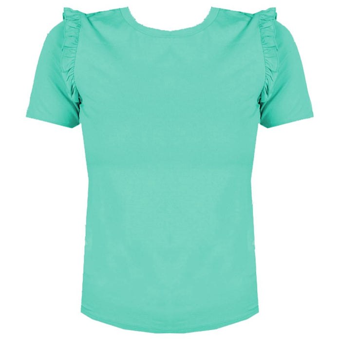 Patrizia Pepe Ruffled Shoulder Crew-neck Chic Top