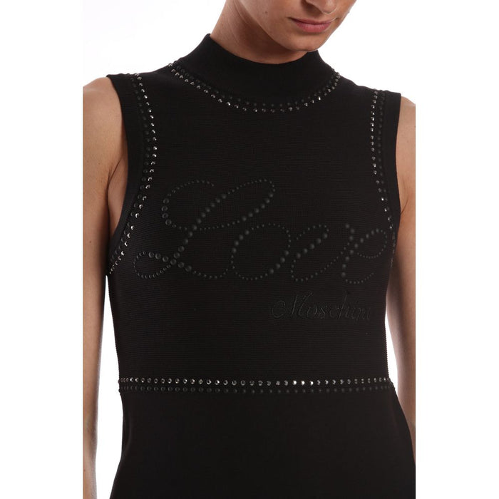 Love Moschino Chic Beaded Sleeveless Cotton Dress