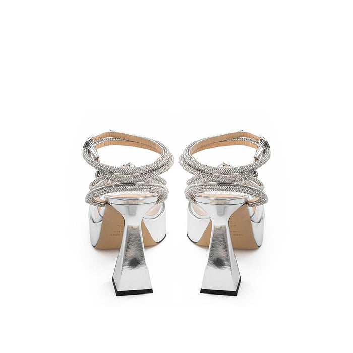 MACH & MACH Elegant Silver Leather Platforms