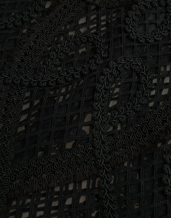 Dolce & Gabbana Black Sheer Long Sleeves Sheath Midi Dress