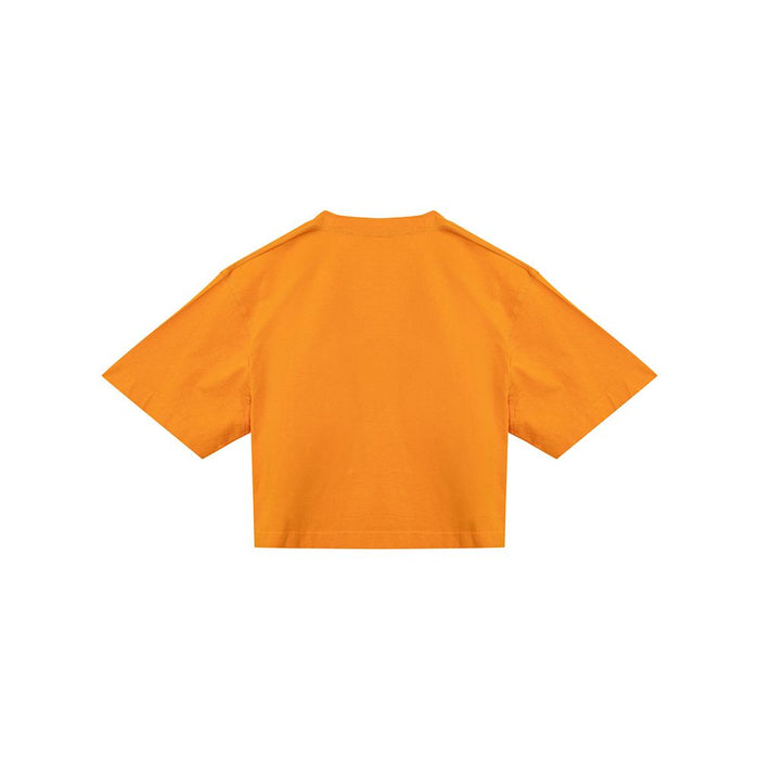 Off-White Orange Cotton Statement Top for Women