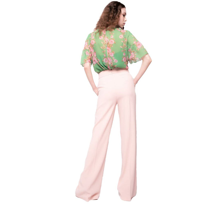 PINKO Pink Polyester Women Pant with Gold Button Detail