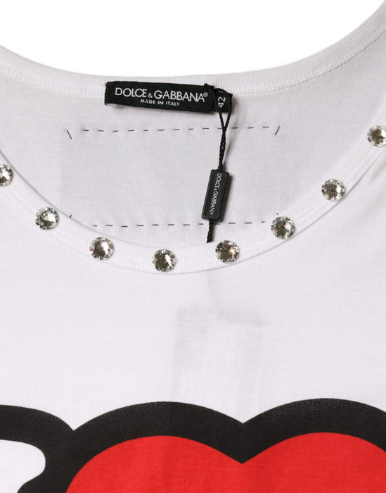 Dolce & Gabbana White I Love The Love Embellished Tank Top