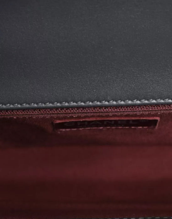 Chanel Gray Large Lambskin Chevron Double Chain Shoulder Silver Leather Bag