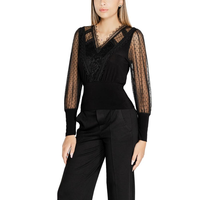 Morgan De Toi Black Polyester Tops & T-Shirt