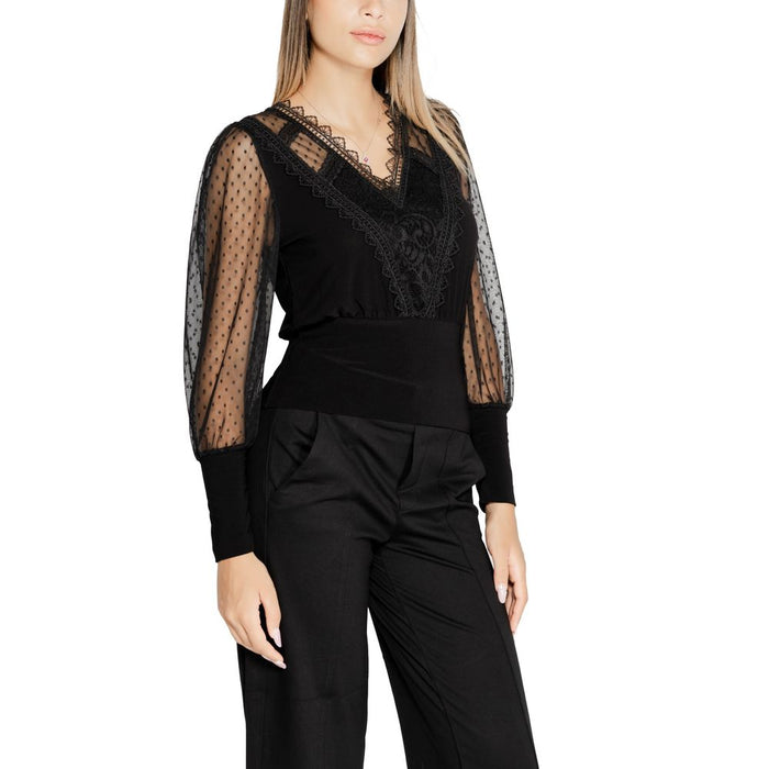 Morgan De Toi Black Polyester Tops & T-Shirt