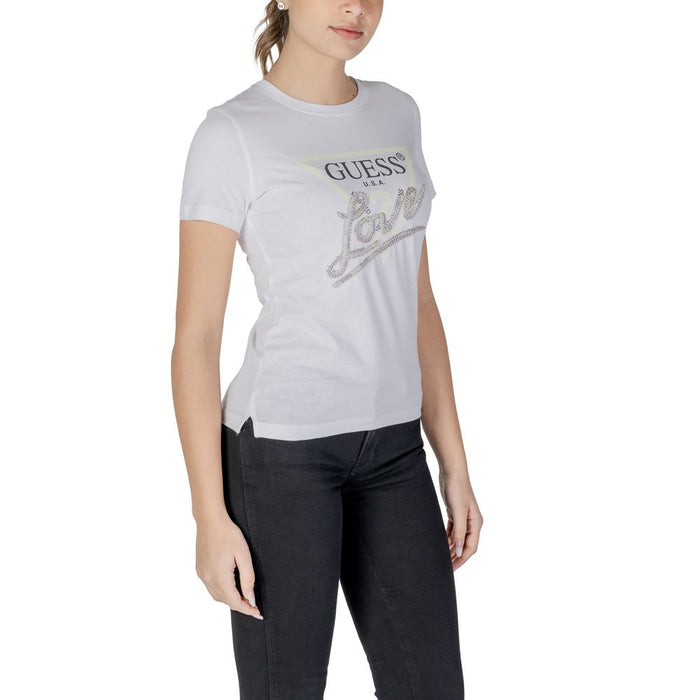 Guess White Cotton Tops & T-Shirt
