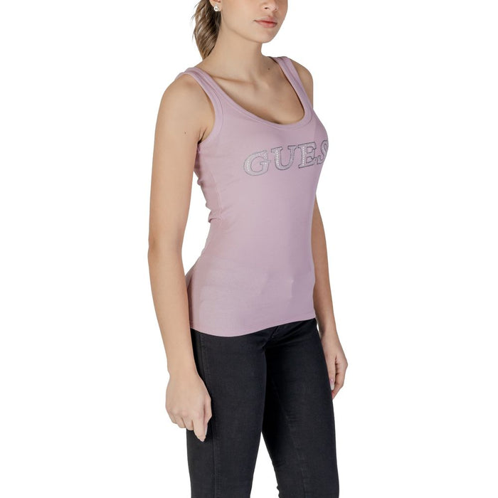 Guess Purple Cotton Tops & T-Shirt