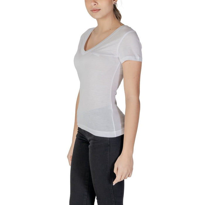 Guess White Lyocell Tops & T-Shirt
