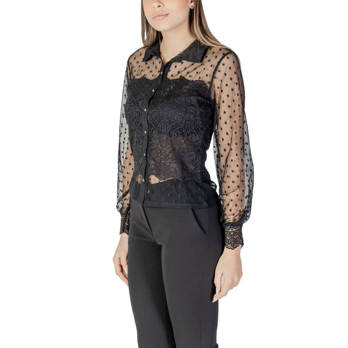 Morgan De Toi Black Polyester Tops & T-Shirt