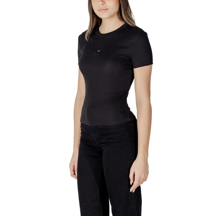 Calvin Klein Jeans Black Cotton Rigenerato Tops & T-Shirt