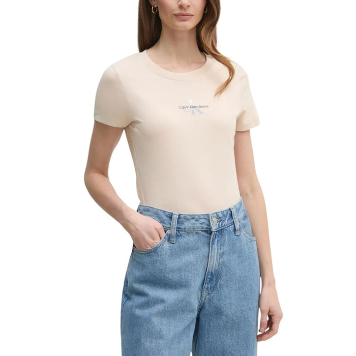 Calvin Klein Jeans Beige Cotton Rigenerato Tops & T-Shirt