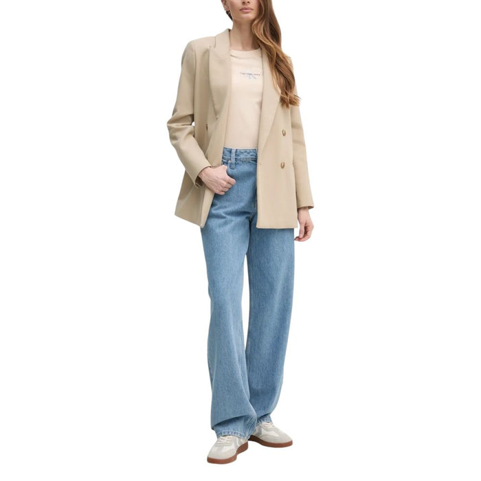 Calvin Klein Jeans Beige Cotton Rigenerato Tops & T-Shirt