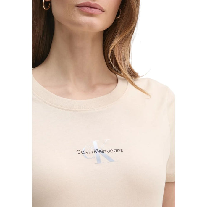 Calvin Klein Jeans Beige Cotton Rigenerato Tops & T-Shirt