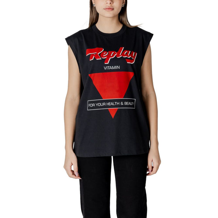 Replay Black Cotton Tops & T-Shirt