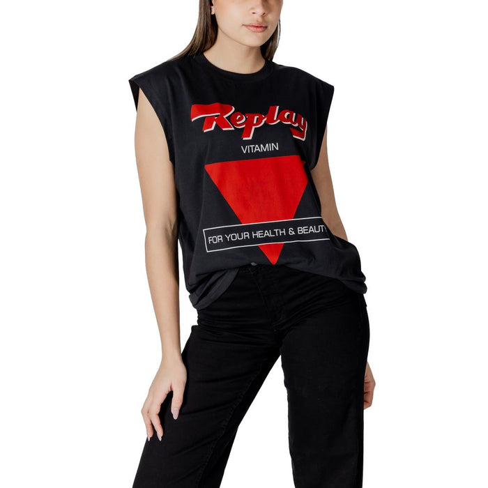 Replay Black Cotton Tops & T-Shirt