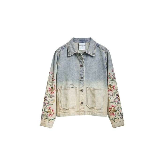 Desigual Light Blue Cotton Jackets & Coat