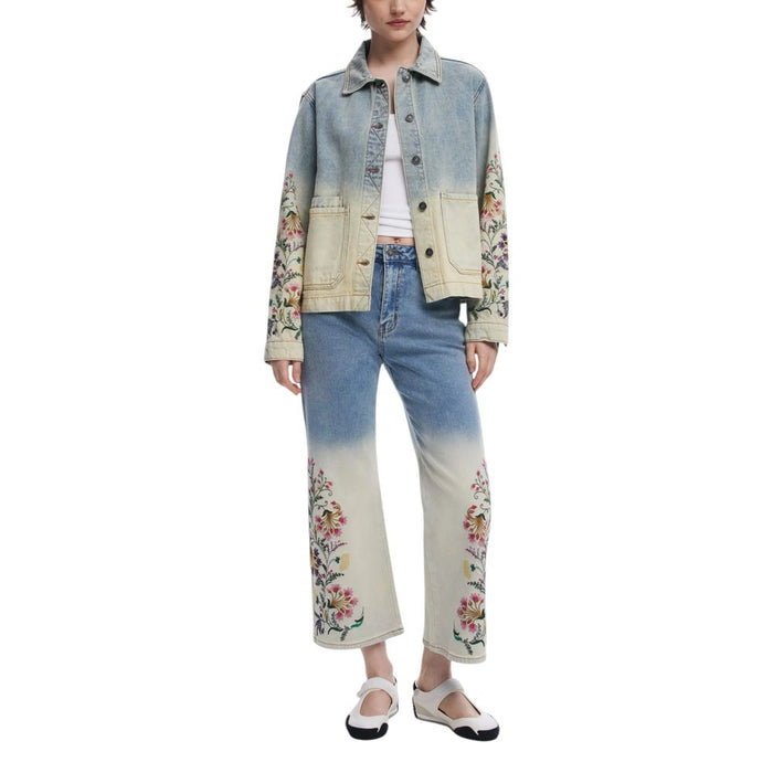 Desigual Light Blue Cotton Jackets & Coat