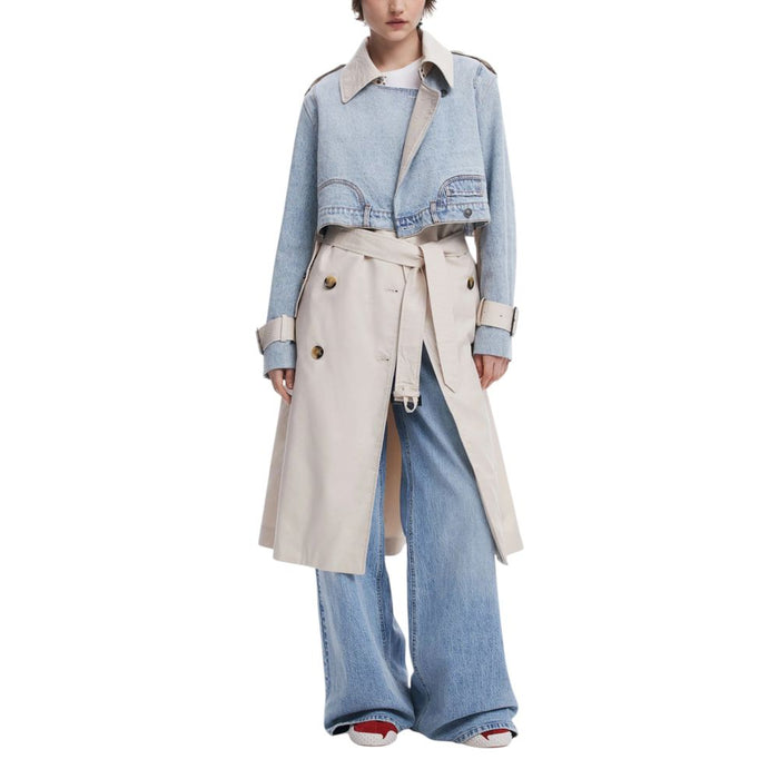 Desigual Light Blue Cotton Jackets & Coat