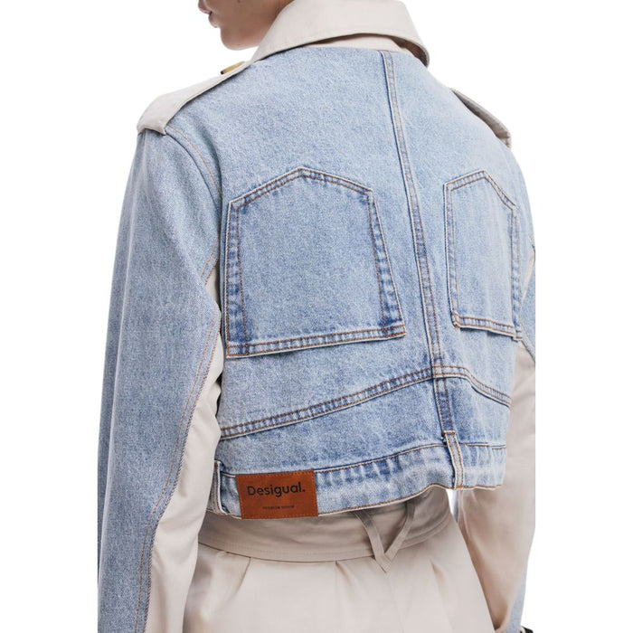 Desigual Light Blue Cotton Jackets & Coat