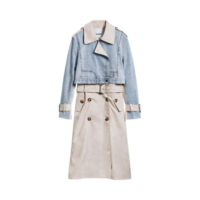 Desigual Light Blue Cotton Jackets & Coat