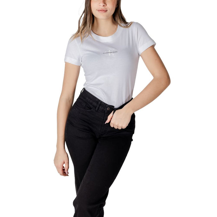 Calvin Klein Jeans White Cotton Rigenerato Tops & T-Shirt