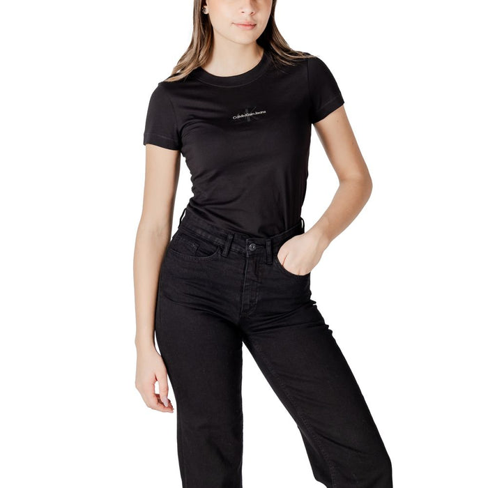 Calvin Klein Jeans Black Cotton Rigenerato Tops & T-Shirt