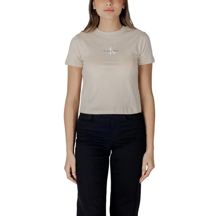 Calvin Klein Jeans Beige Cotton Tops & T-Shirt