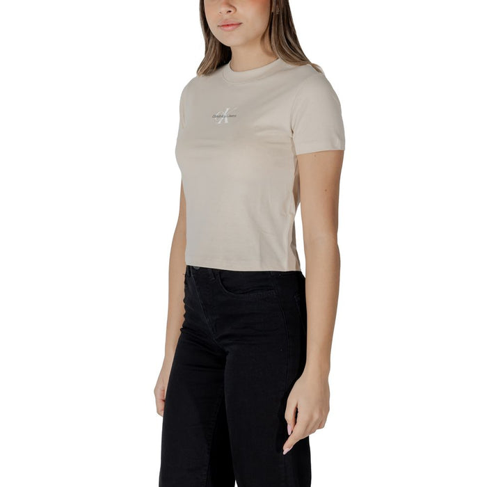 Calvin Klein Jeans Beige Cotton Tops & T-Shirt