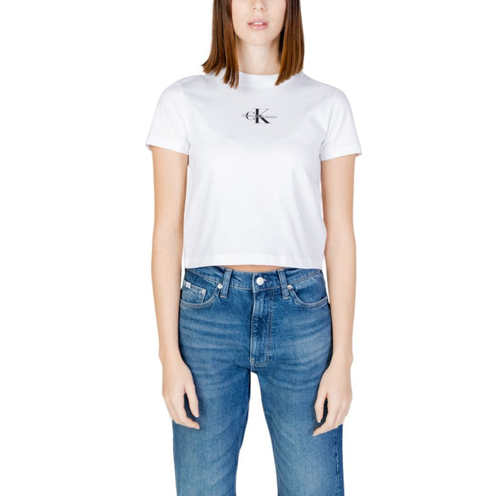 Calvin Klein Jeans Black And White Cotton Tops & T-Shirt