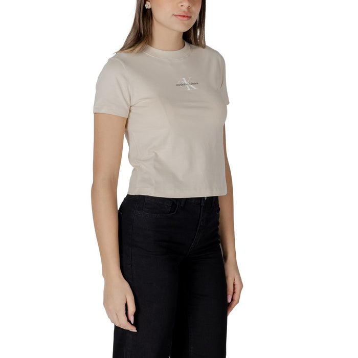 Calvin Klein Jeans Beige Cotton Tops & T-Shirt