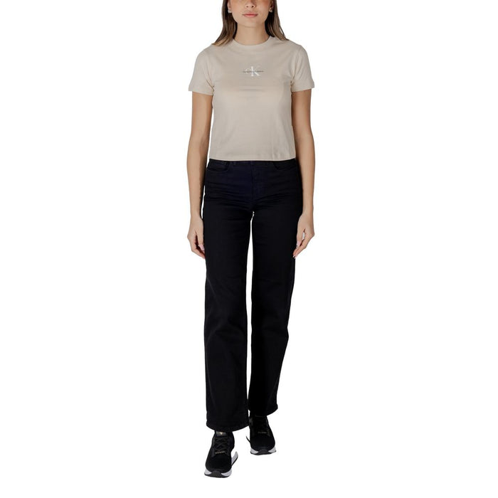 Calvin Klein Jeans Beige Cotton Tops & T-Shirt