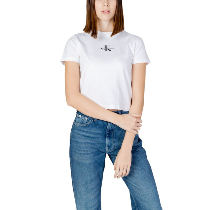 Calvin Klein Jeans Black And White Cotton Tops & T-Shirt