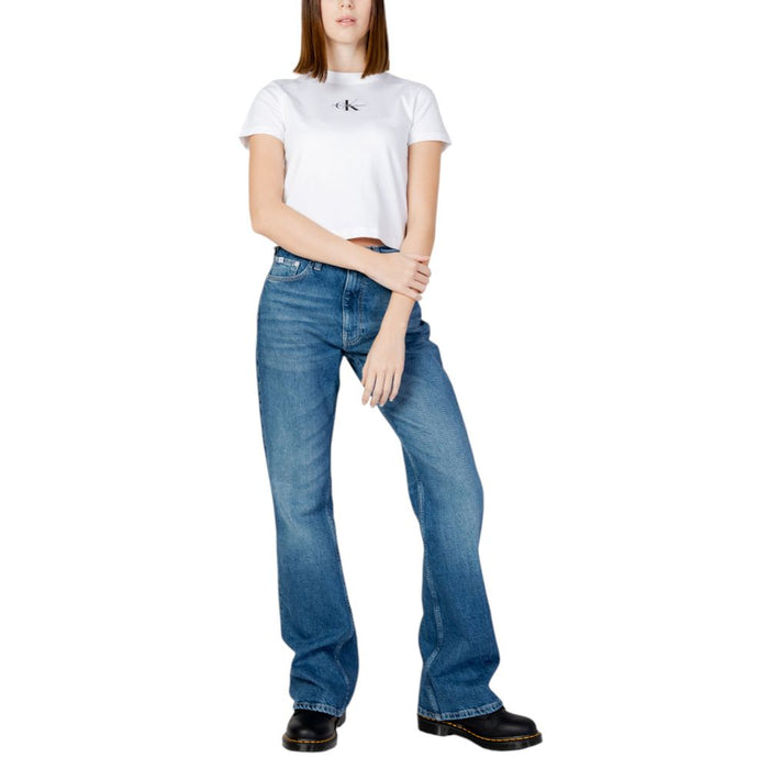 Calvin Klein Jeans Black And White Cotton Tops & T-Shirt