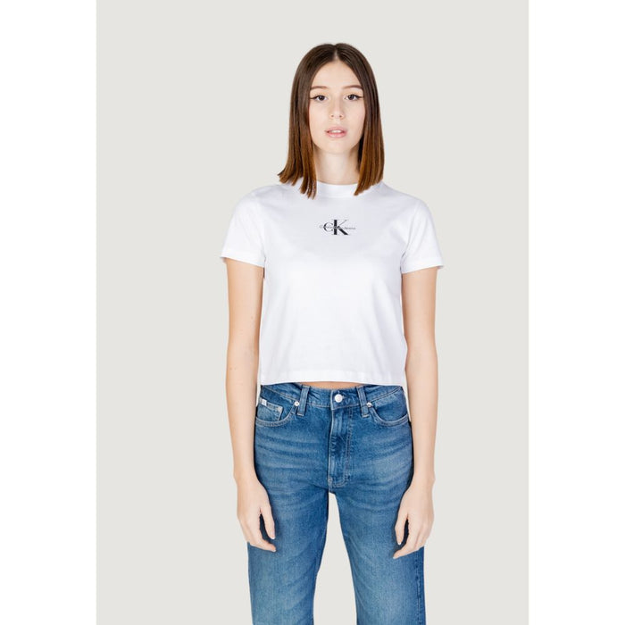 Calvin Klein Jeans Black And White Cotton Tops & T-Shirt