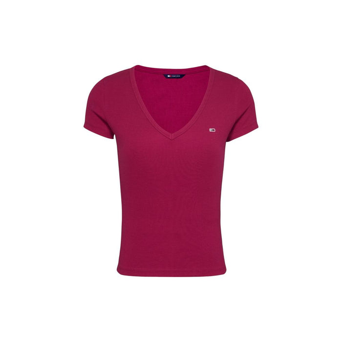 Tommy Hilfiger Jeans Red Cotton Rigenerato Tops & T-Shirt