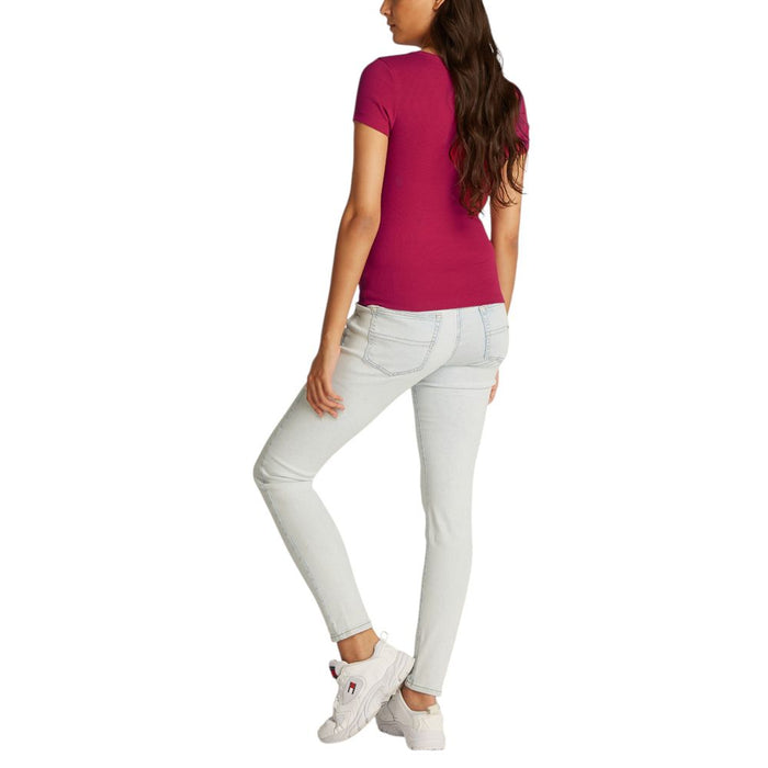 Tommy Hilfiger Jeans Red Cotton Rigenerato Tops & T-Shirt